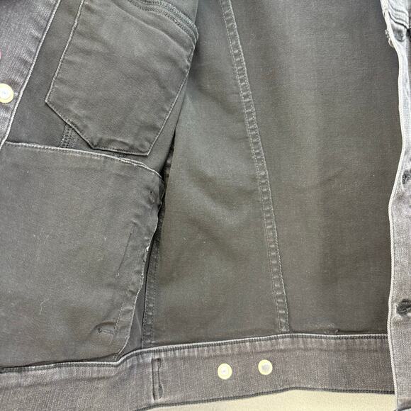 Pistola Denim Jacket Womens Small Black Moto Trucker Jean Jacket Goth NWOT - Picture 4 of 10